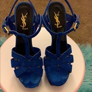 Authentic YSL Tribute Sandals in Electric Blue